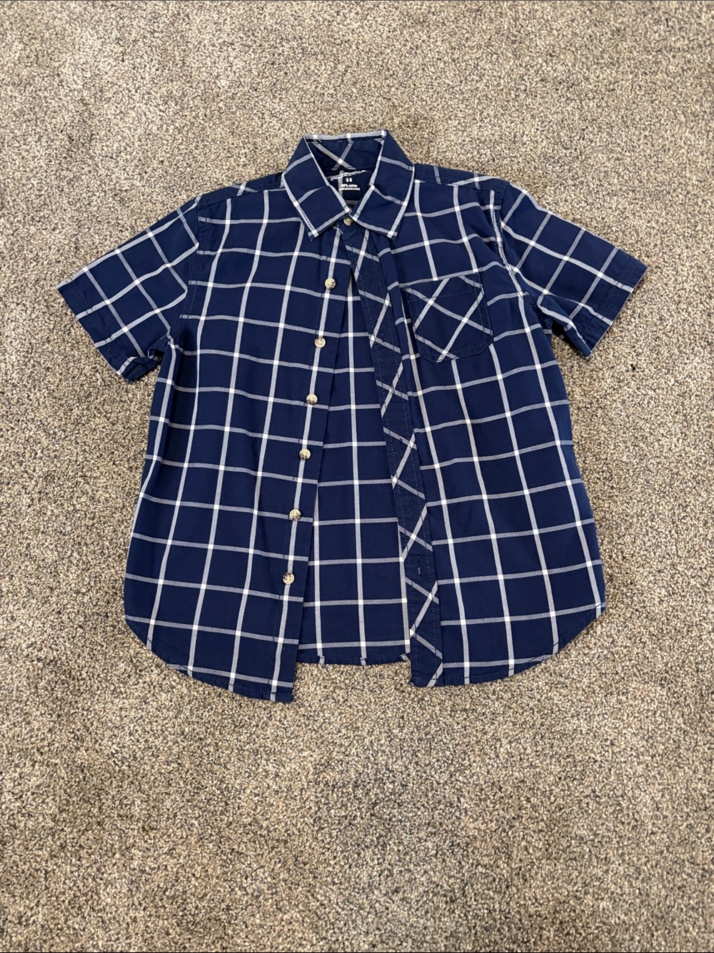 Boys Arizona Jean Company Navy Blue Windowpane Button-Down Shirt Size 8